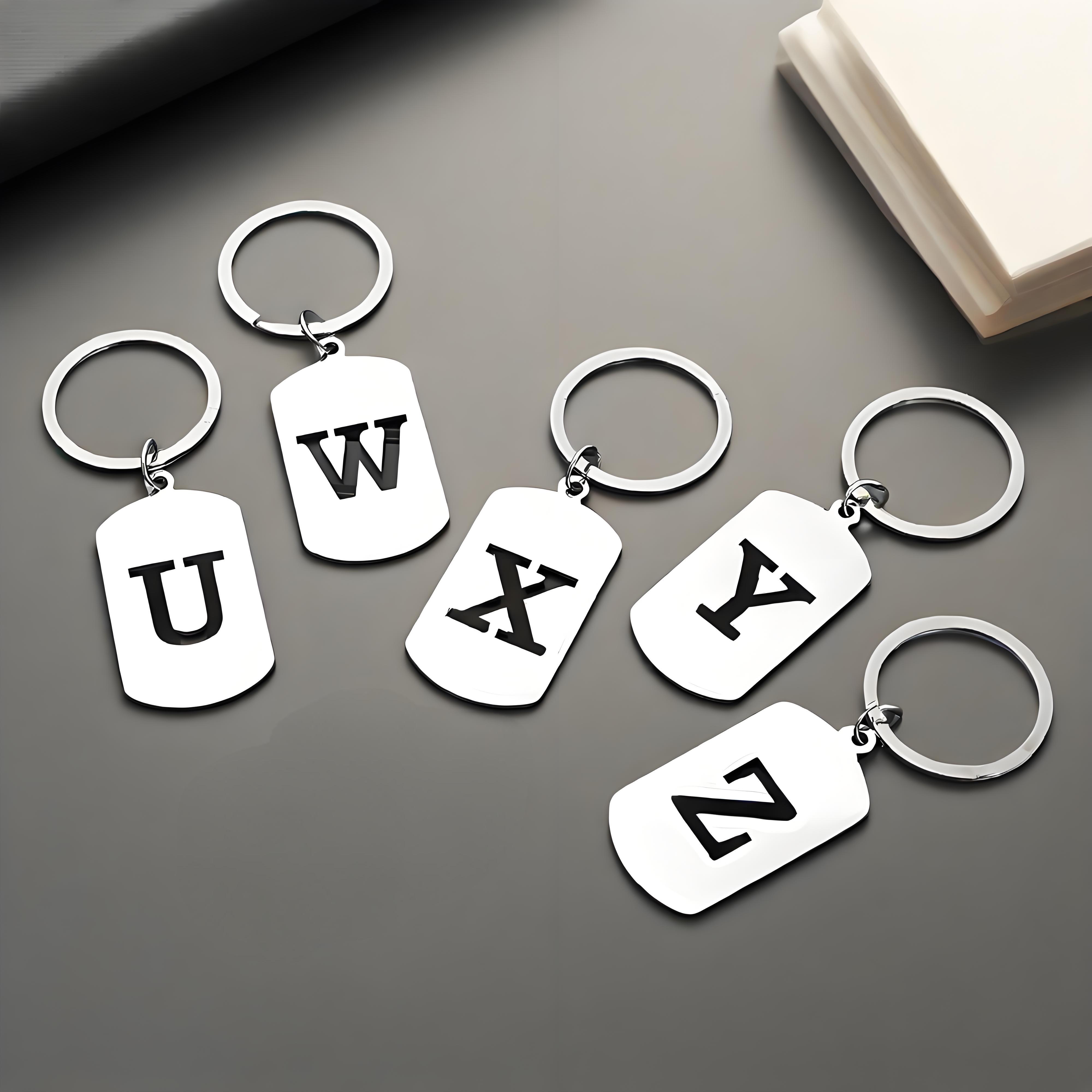 パーソナライズされたイニシャルレターキーホルダー、ステンレス - Initial Ring Custom のレビューと価格