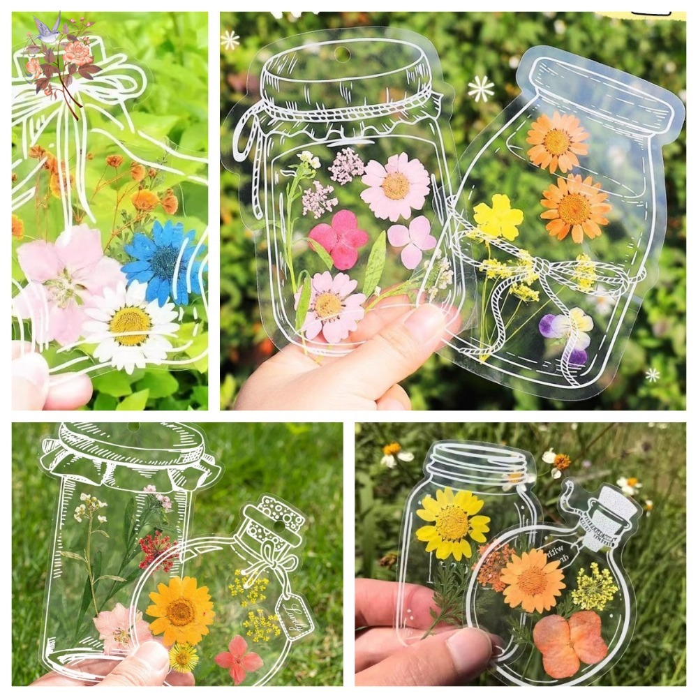 手作り押し花ブックマークDIY素材透明ボトルステッカー自家製 - Dried Flower Bookmark のレビューと価格