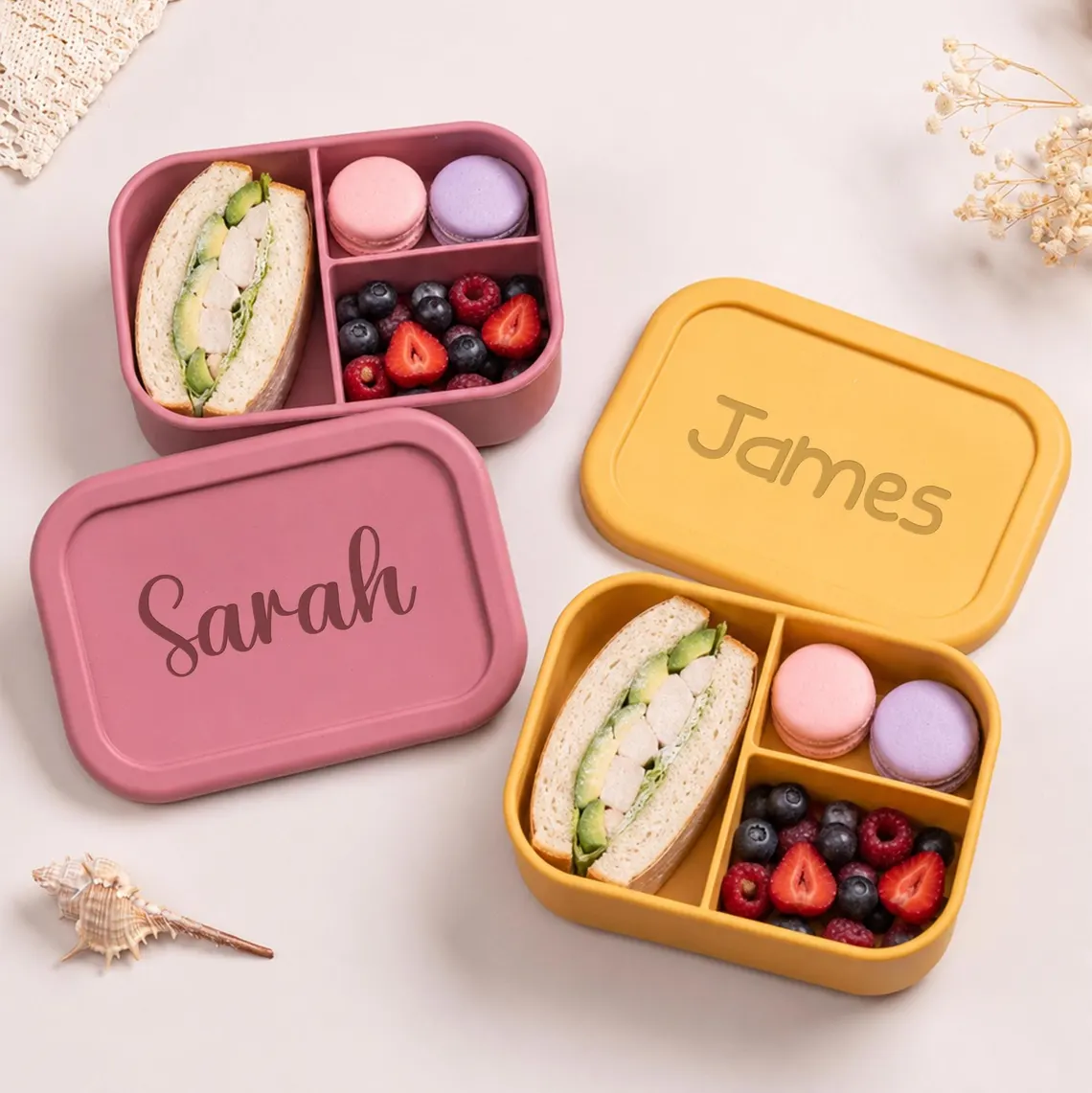 名前入りパーソナライズキッズランチボックス、カスタムシリコン - Personalized Name Box のレビューと価格