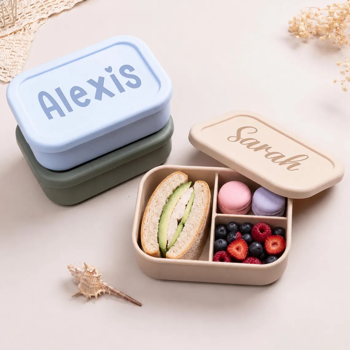 名前入りパーソナライズキッズランチボックス、カスタムシリコン - Personalized Name Box のレビューと価格